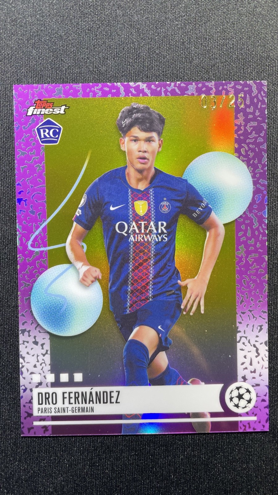 2025-26 Topps Finest UEFA Dro Fernandez RC Gold Refractor /25 Rookie #380