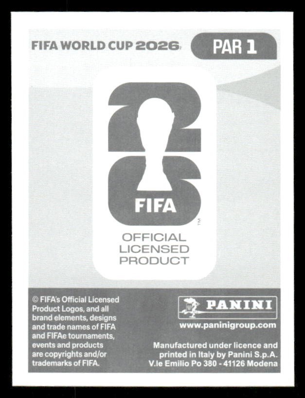 Paraguay 2026 Panini FIFA World Cup Stickers #PAR1