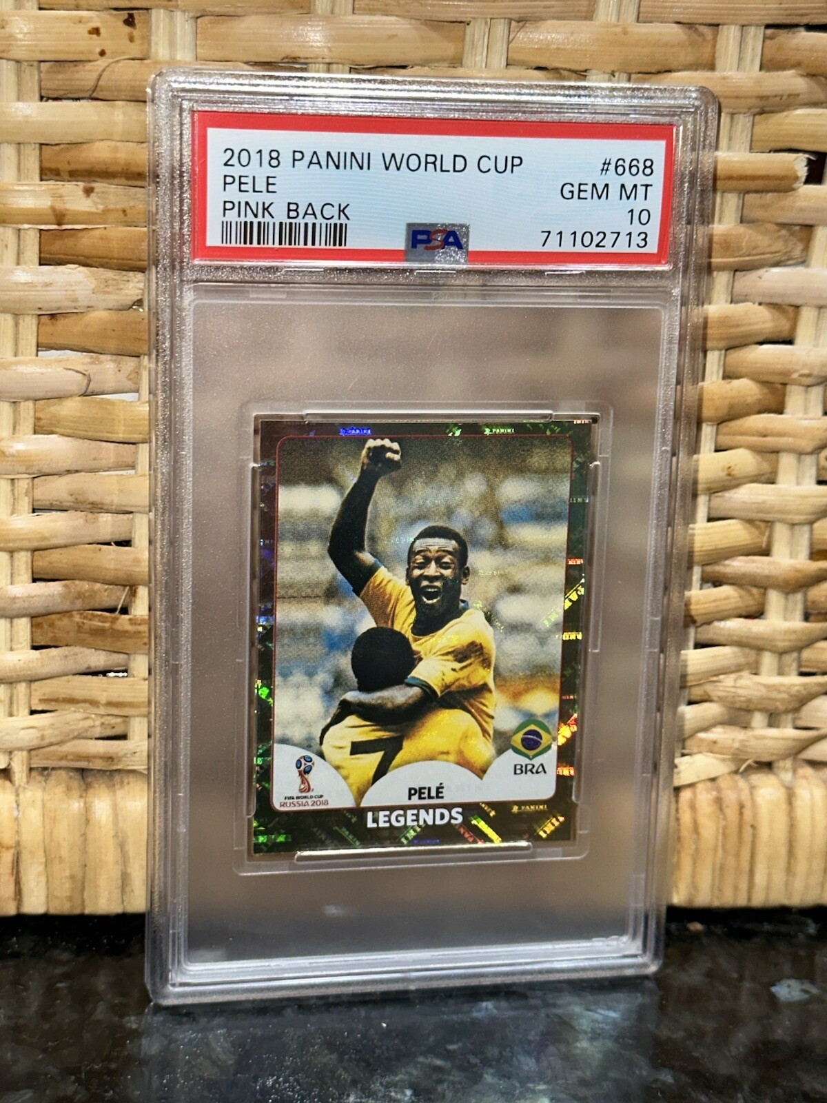 💎2018 PELE Panini World Cup Legends Pink Back Gold Foil Refractor PSA 10 prizm