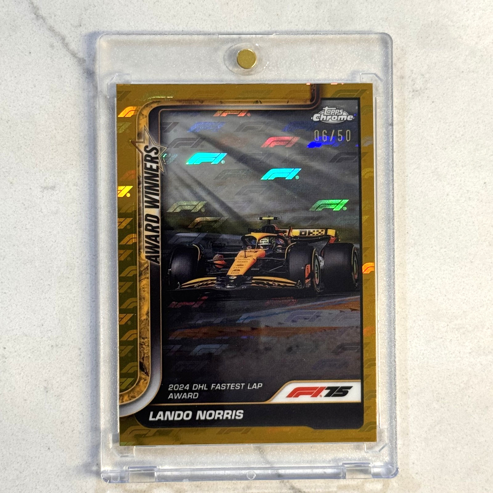 2025 Topps Chrome Formula 1 F1 #147 Lando Norris Gold Logofractor /50
