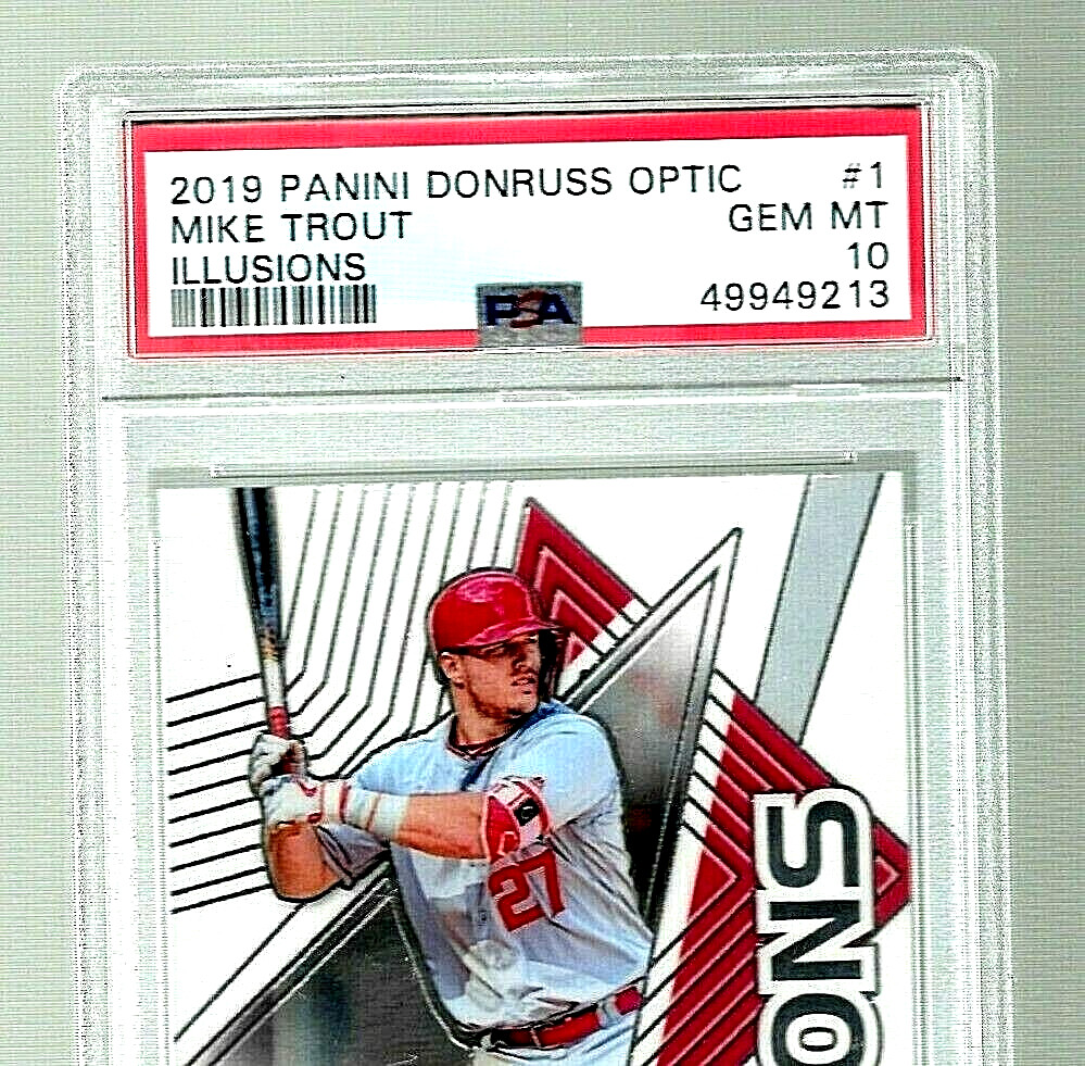 2019 PANINI DONRUSS OPTIC ILLUSION BASEBALL CARD #1 MIKE TROUT PSA 10 MLB ANGELS