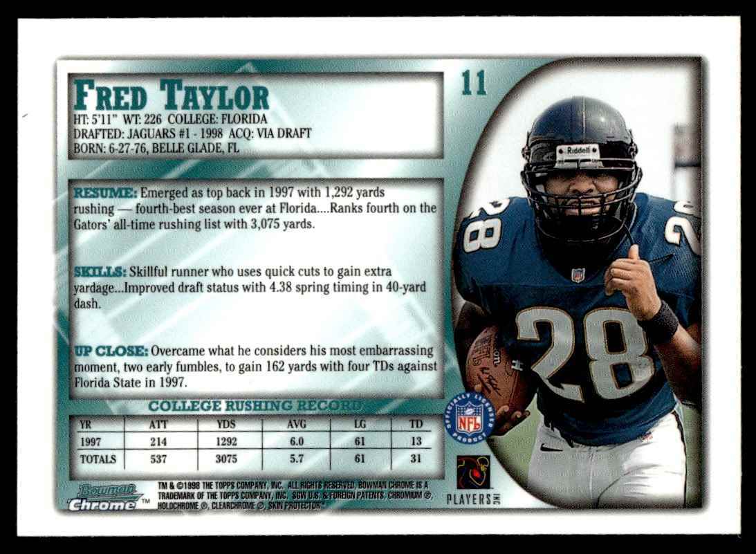 1998 Bowman Chrome Fred Taylor Rookie #11