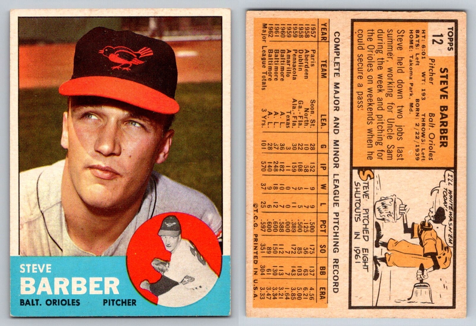 1963 TOPPS Baseball – Base Cards – U Pick Complete Your Set