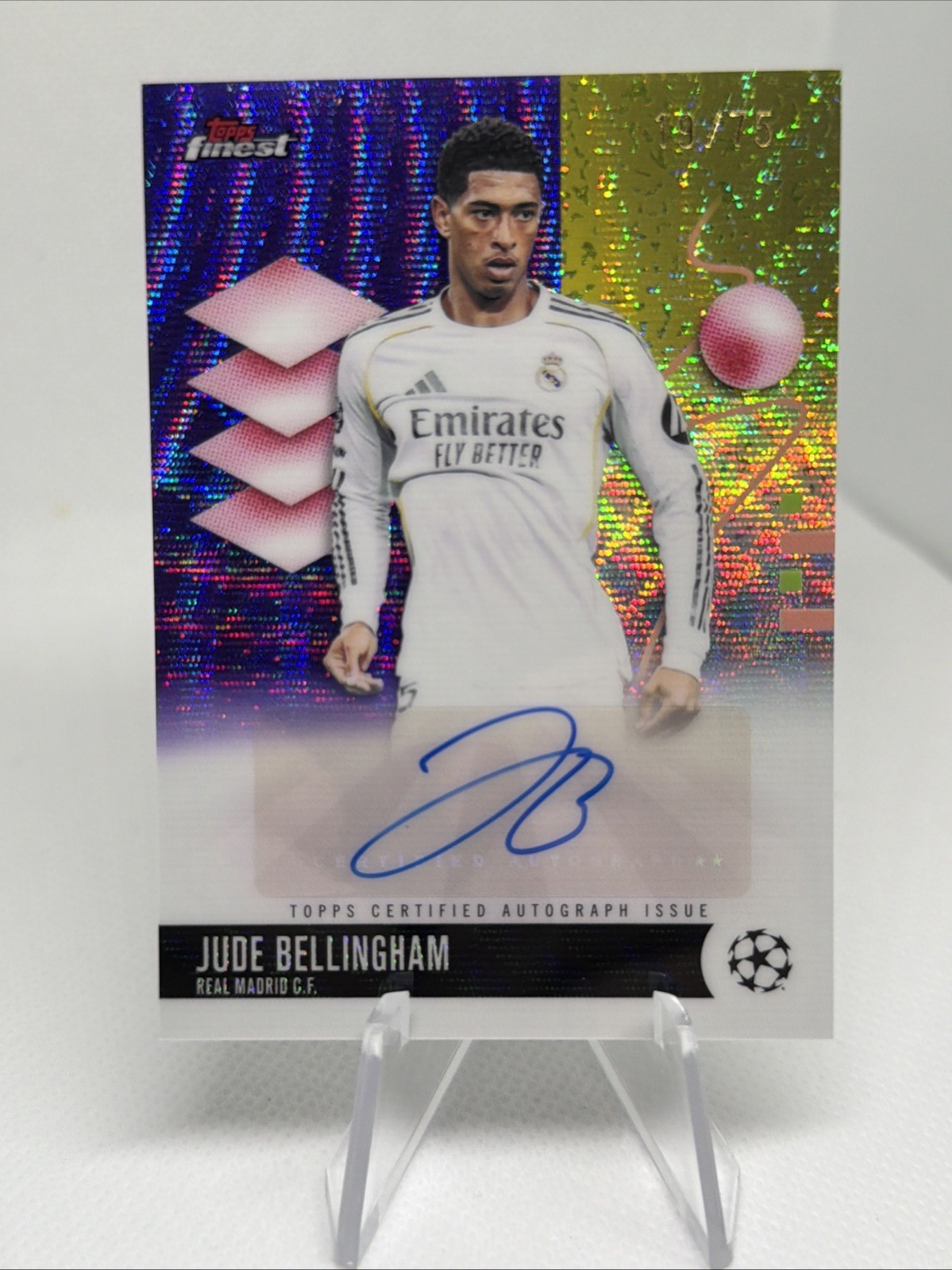 2025-26 Topps Finest Jude Bellingham Purple Wave Auto /75 England Real Madrid