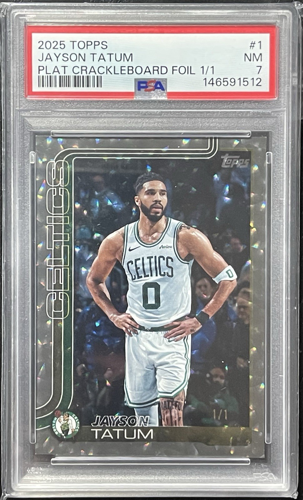 2025-26 Topps Flagship Jayson Tatum Platinum Crackleboard Foil 1/1 #1 – Celtics