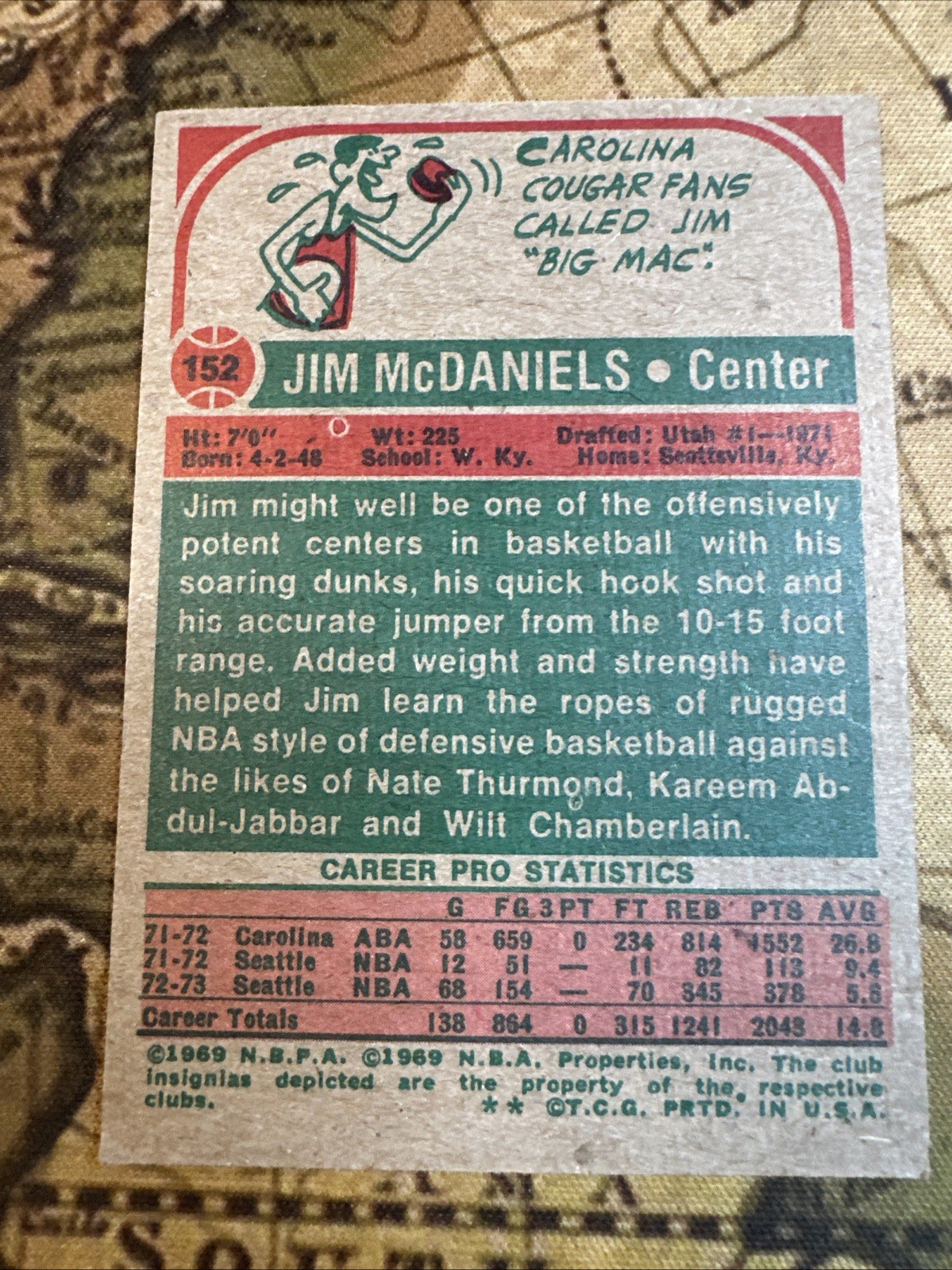 1973-74 Topps #152 Jim McDaniels – NM Sonics Free Ship Pack Fresh