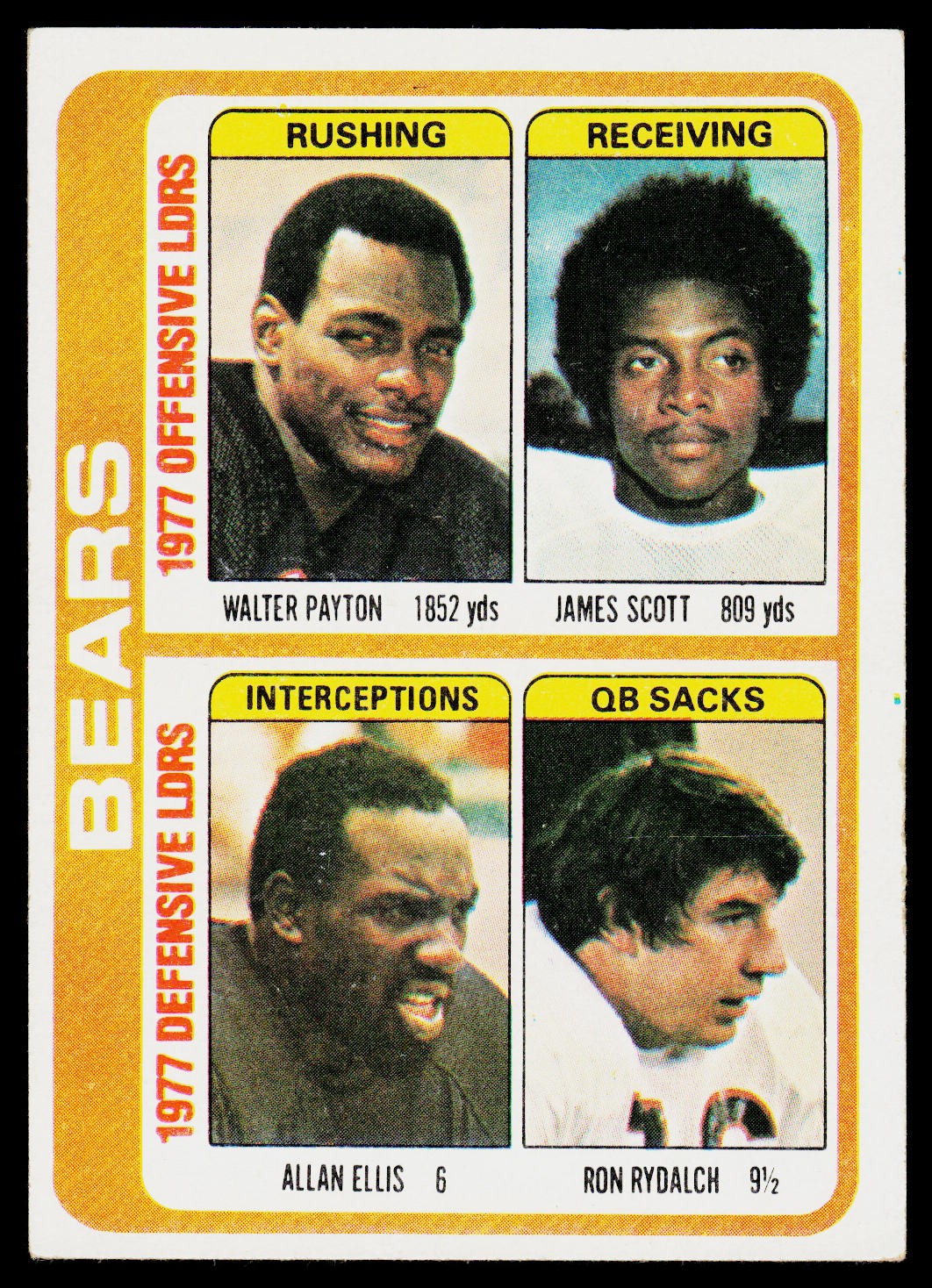 Checklist Team, 1978 Topps, #504, Chicago Bears, Football Card