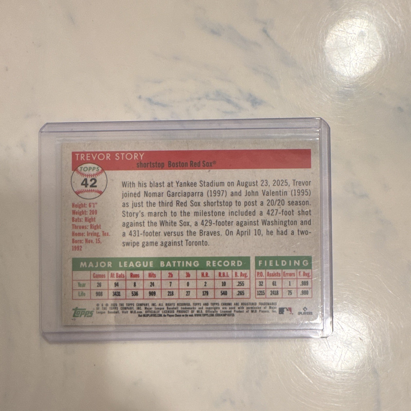 2025 topps chrome platinum Trevor story 75/75 #42