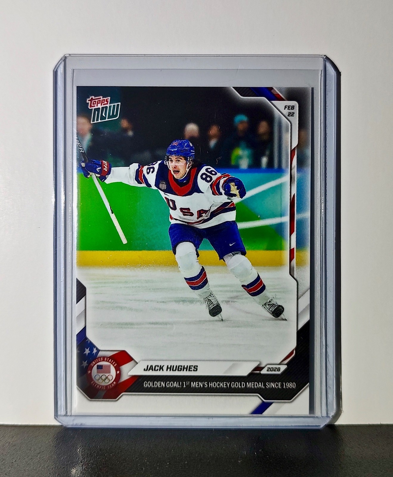 Jack Hughes 2026 Topps Now #18 Golden Goal Team USA Hockey Olympics Card