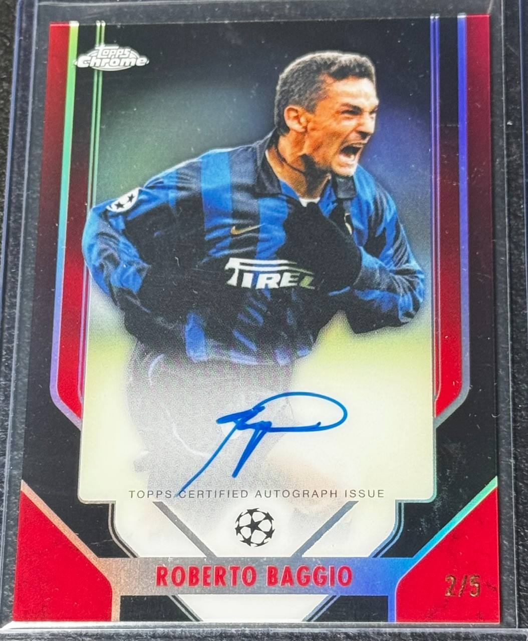 Roberto Baggio Topps Chrome UEFA Club Comp 2025-26 Superior Signatures /5 SSL-RB