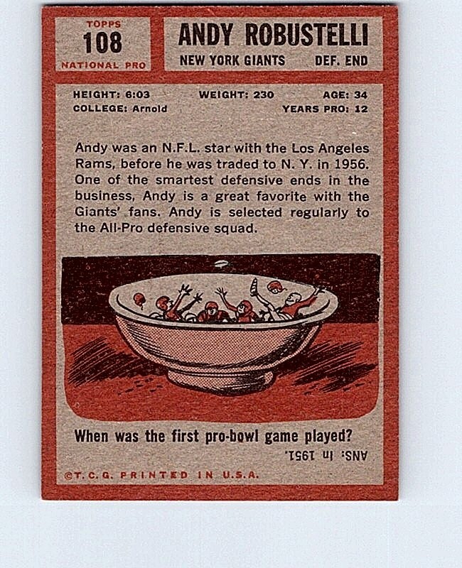1962 TOPPS FOOTBALL #106 DEL SHOFNER NRMT TK