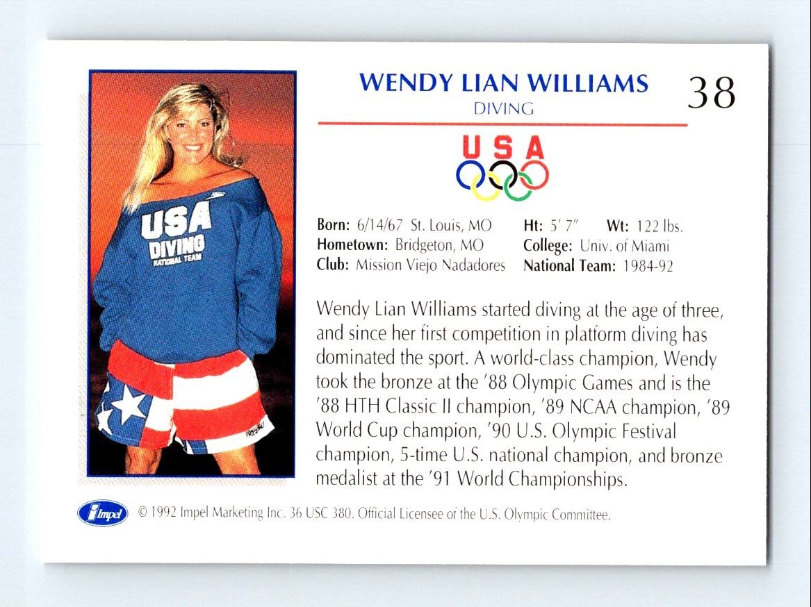 #38 1992 Impel Olympicards * Wendy Lian Williams