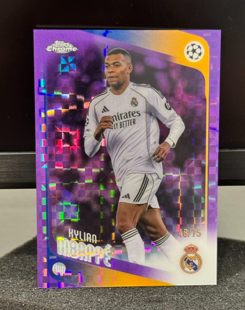 KYLIAN MBAPPE #/75 SP! 2025-26 Topps Chrome UCC Purple X-Fractor REAL MADRID SP