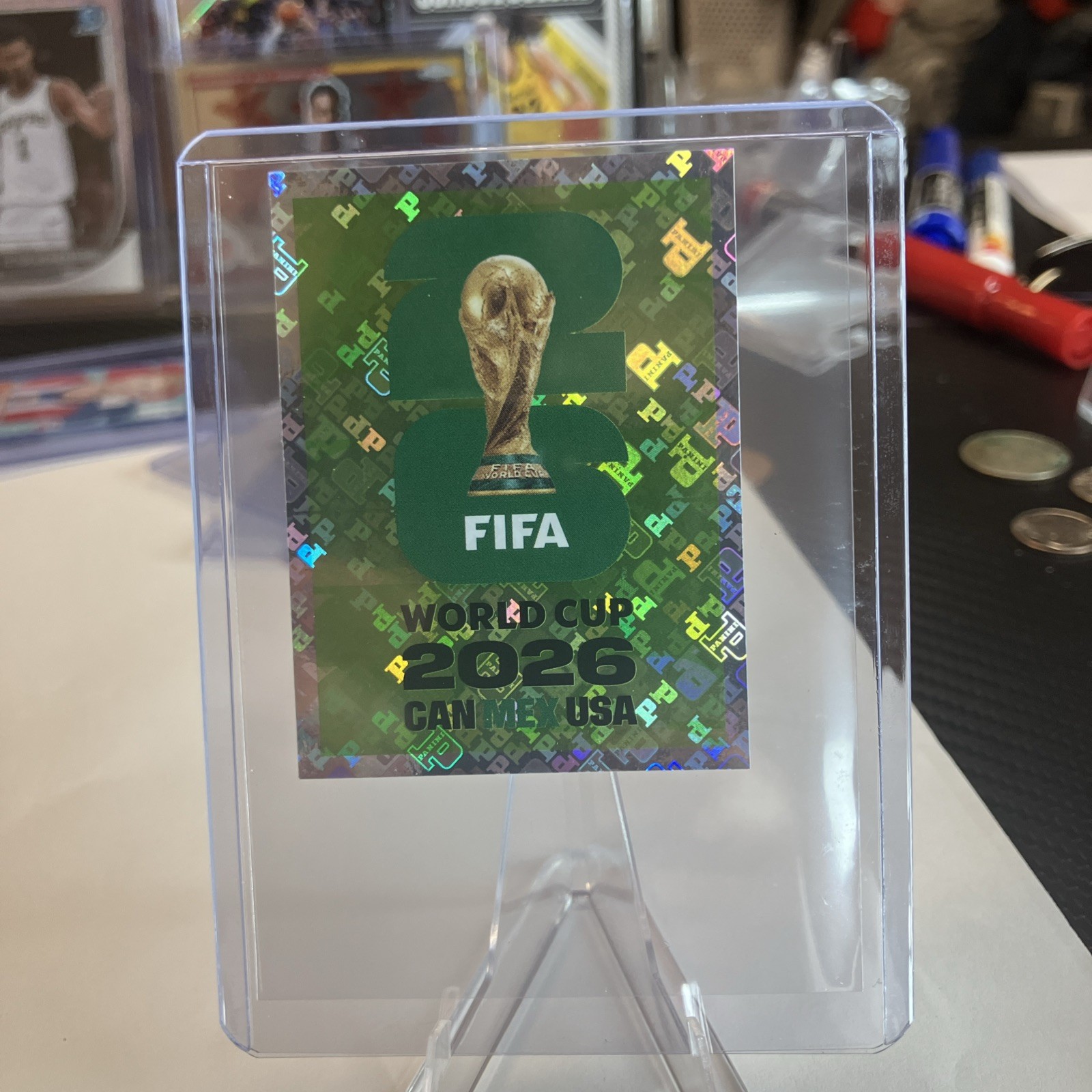 2026 Panini World Cup Soccer Online Exclusive Foil WC Trophy Sticker Green FWC 7
