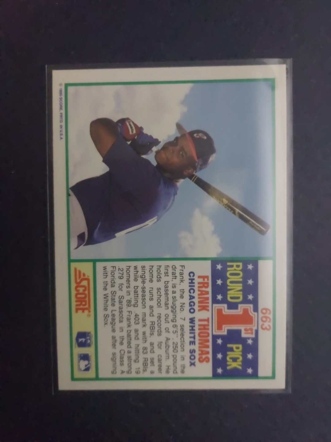 1990 Score Frank Thomas #663 Rookie