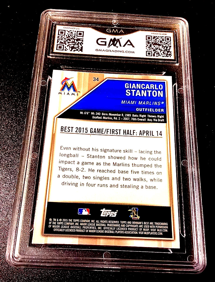 Giancarlo Stanton Atomic Refractor Gem Mint 10 2015 Bowman Best #34 Yankees SP