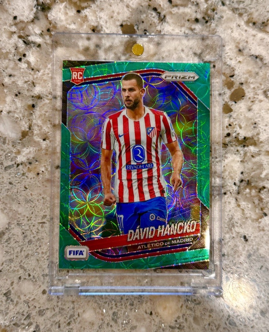 David Hancko 2025 Panini Prizm Choice /5 Green SSP Rookie #15 Atletico Madrid RC