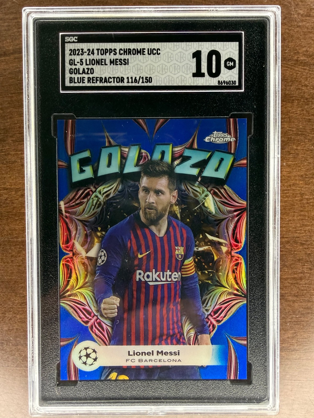 2023 TOPPS CHROME UCC #GL-5 LIONEL MESSI GOLAZO BLUE /150 GM10