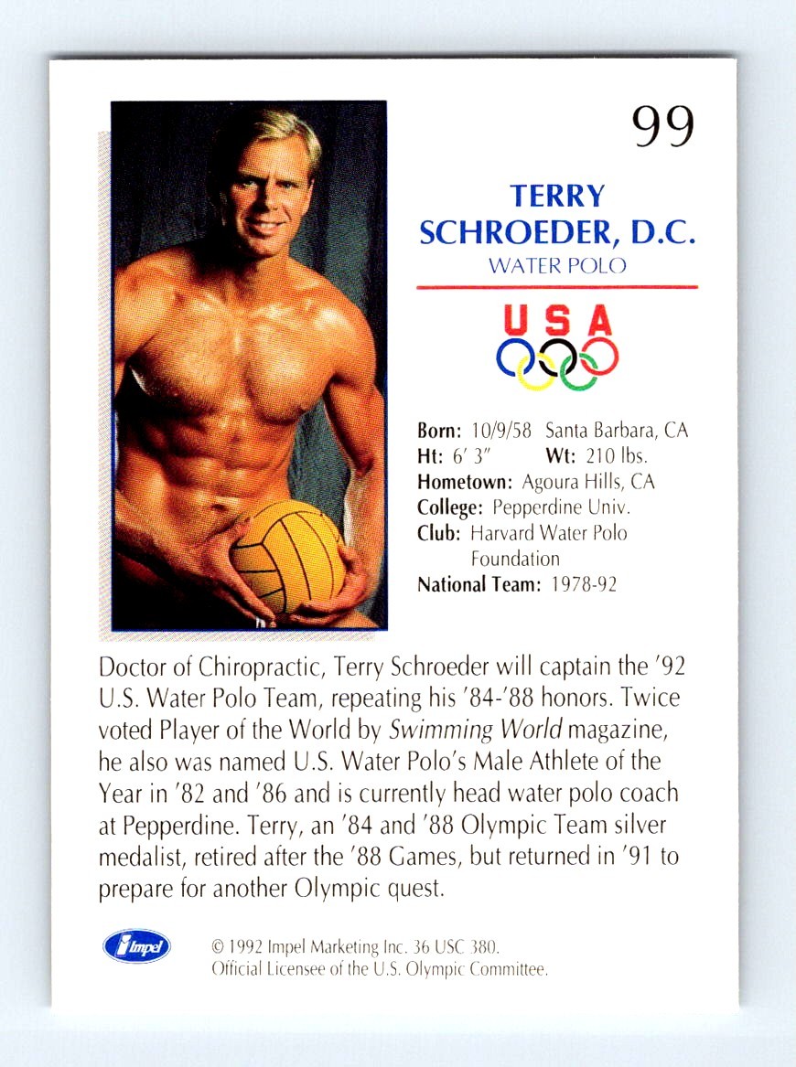 #99 1992 Impel Olympicards Terry Schroeder