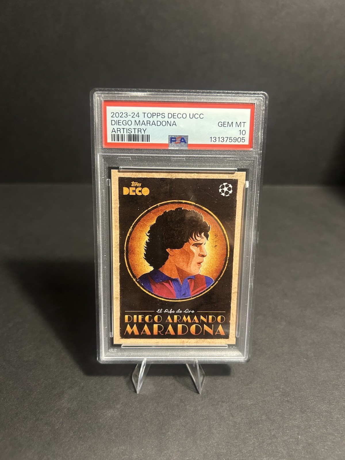 2023-24 TOPPS DECO UEFA CLUB COMPETITIONS DIEGO MARADONA ARTISTRY PSA 10