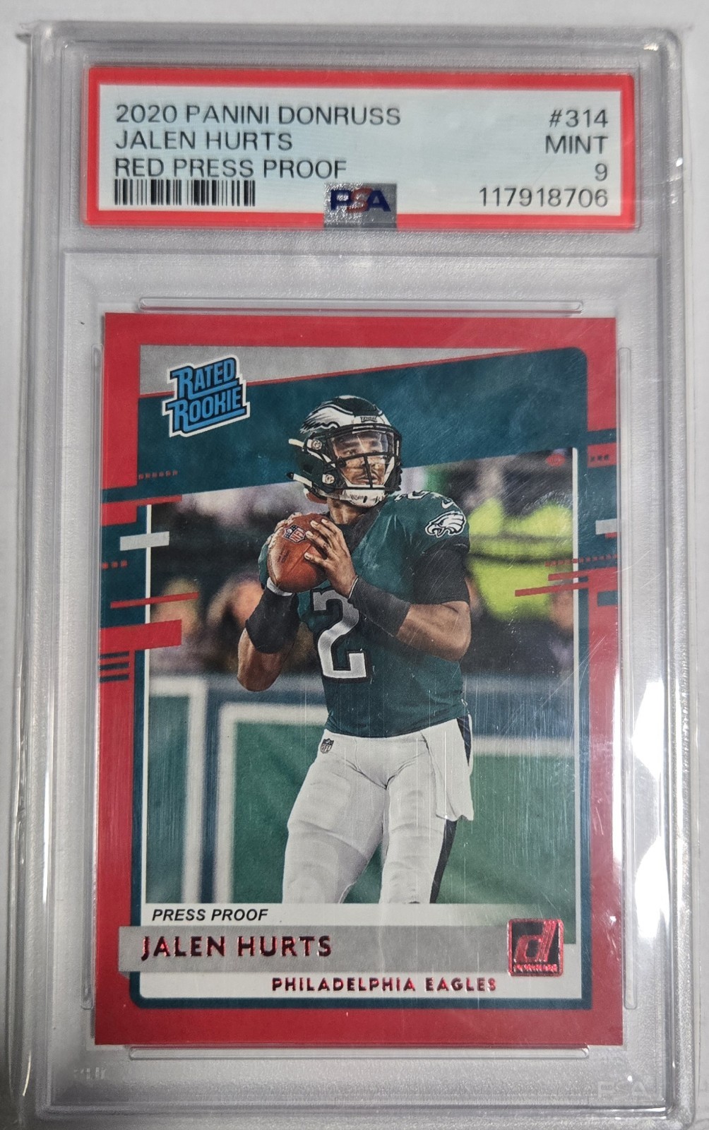 2020 Panini Donruss – Rated Rookie Jalen Hurts #314 Press Proof Red (RC)