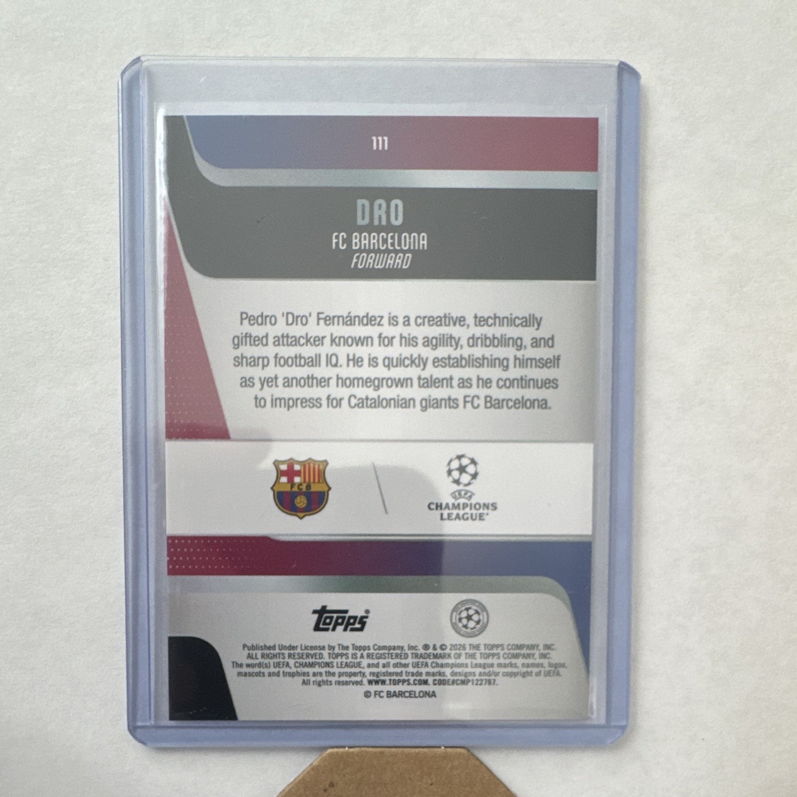 Topps 2025-26 UEFA Club Competitions Dro FC Barcelona #111 RC /250