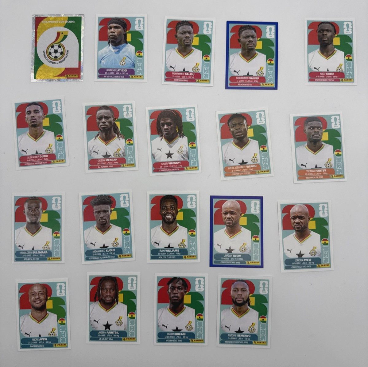 2026 100% Authentic Panini FIFA World Cup Ghana Stickers Pick Team Logo Players