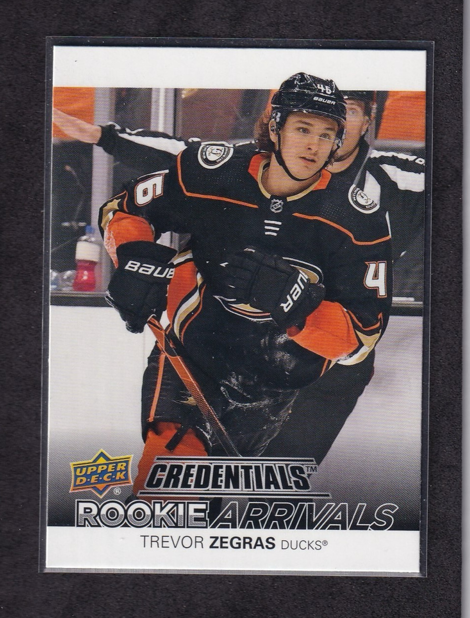 2021-22 Upper Deck Credentials – Rookie Arrivals Trevor Zegras #RA-7 (RC)