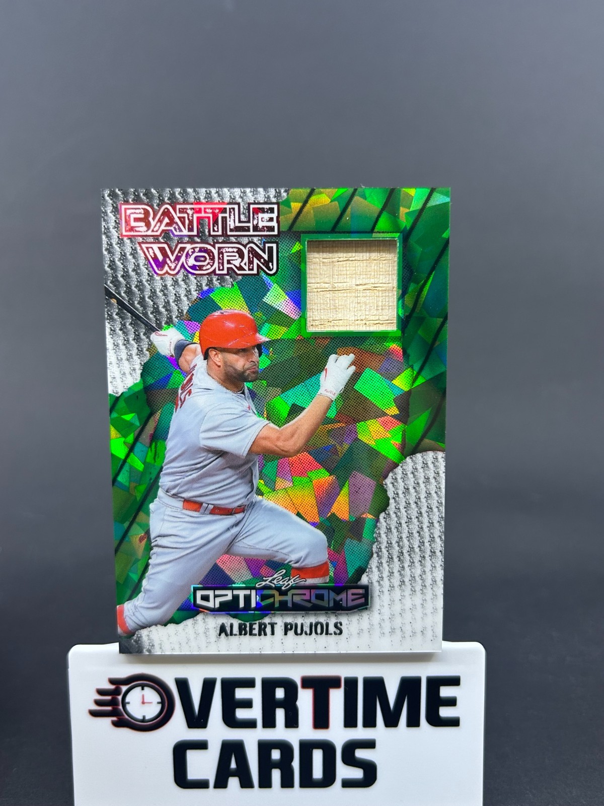2025 Leaf Optichrome Albert Pujols Green Crystal Battle Worn Bat Relic /6