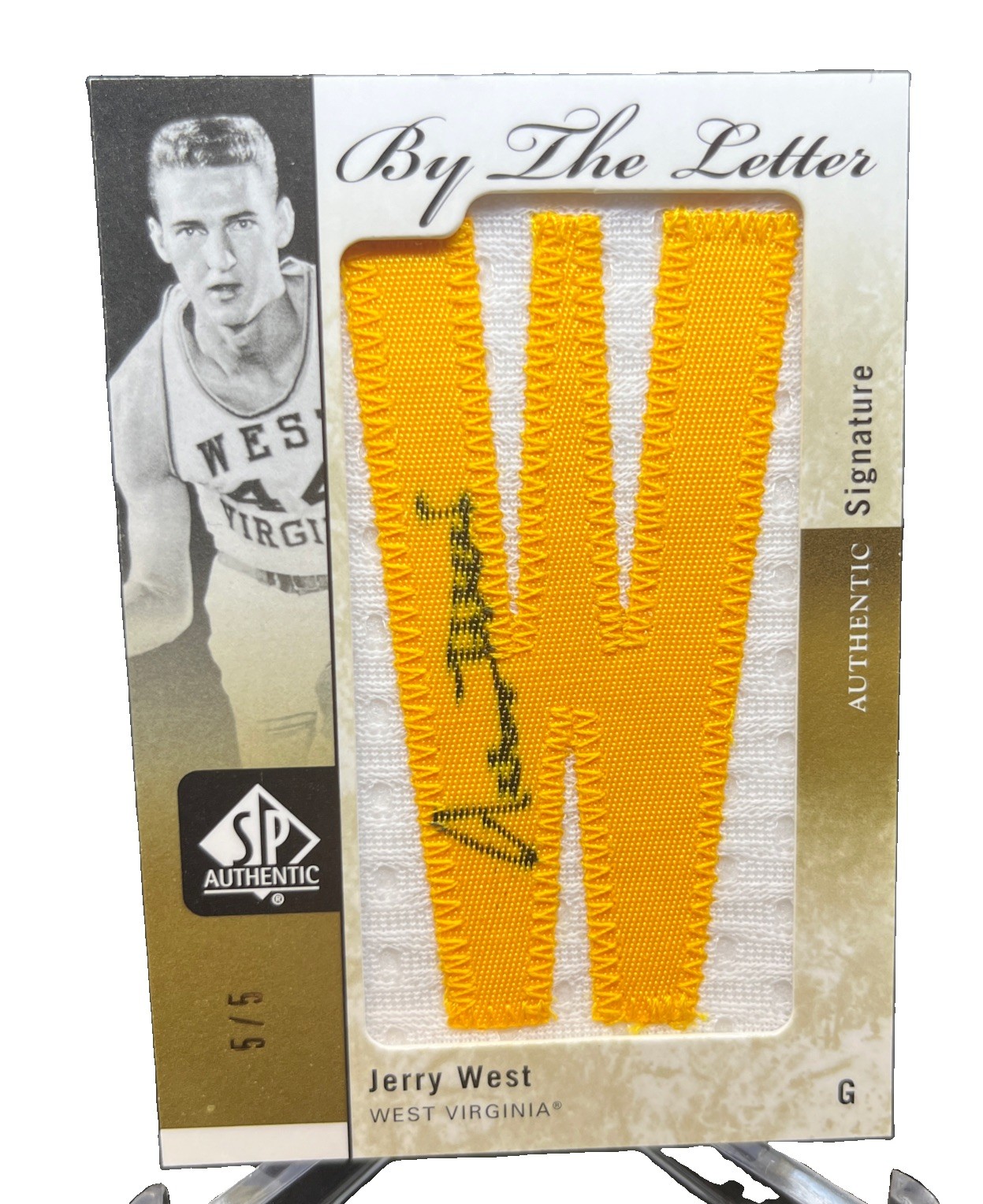 2011-12 SP Authentic Jerry West By The Letter Auto #d 5/5 Logoman WVU Lakers