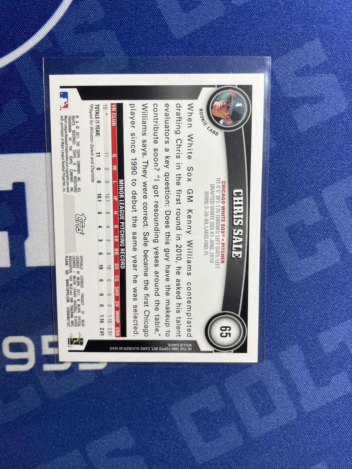 2011 Topps – Chris Sale #65 (RC) White Sox Rookie Card QTY AVAILABLE