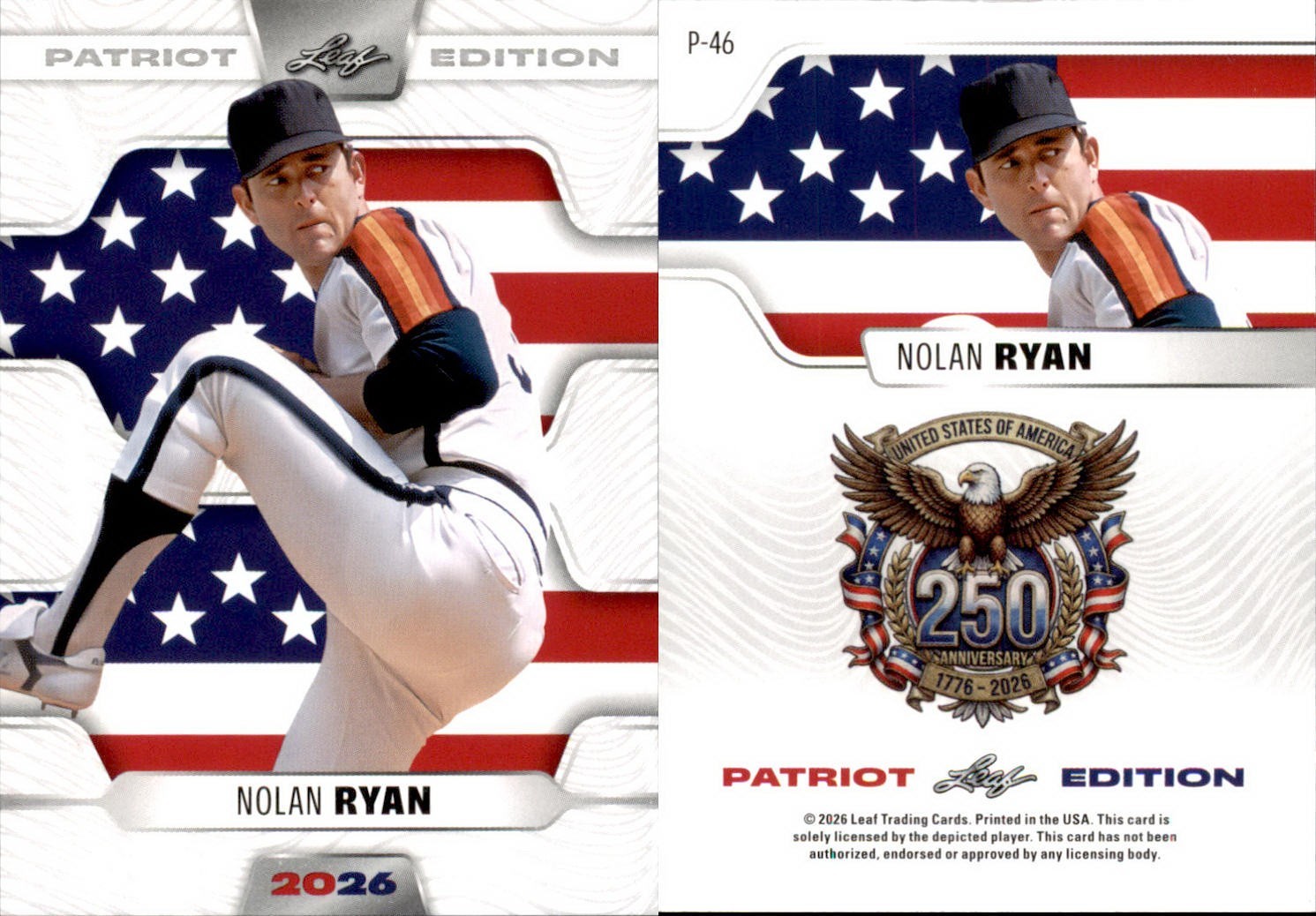 2026 LEAF 250TH ANNIVERSARY PATRIOT EDITION NOLAN RYAN P-46 BASEBALL