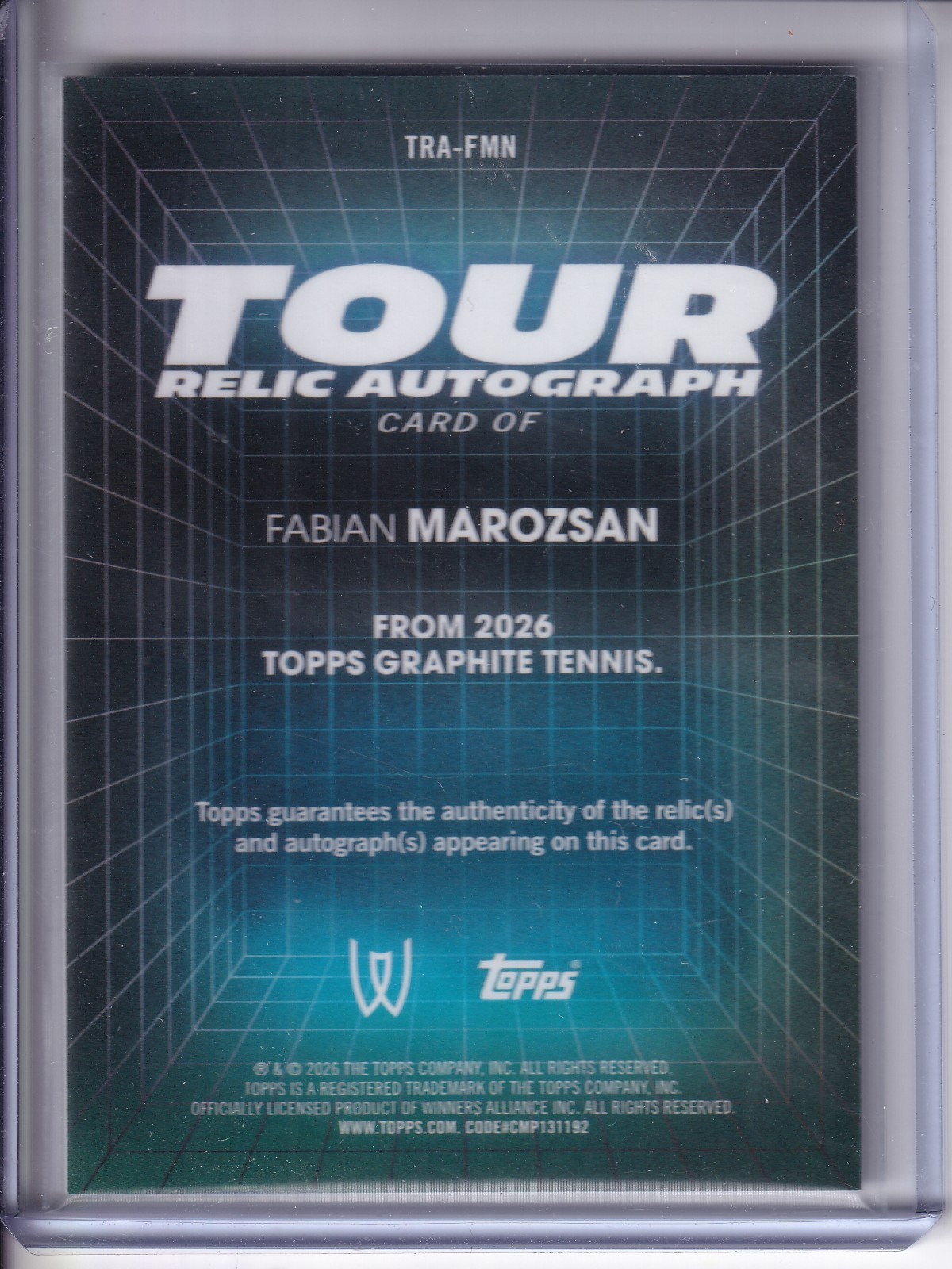 2026 Topps Graphite Fabian Marozsan Tour Relic Auto Autograph