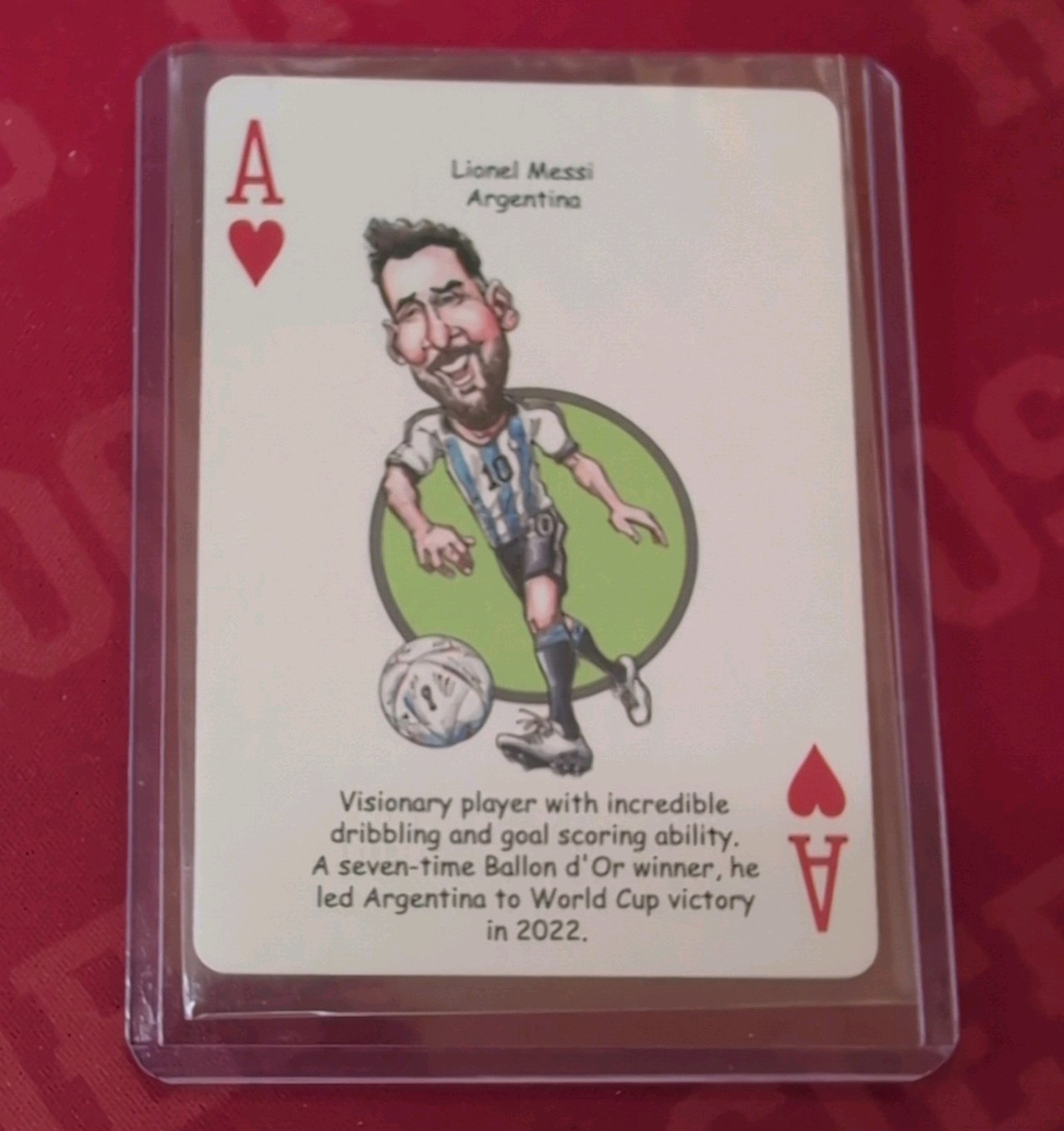 2024 Lionel Messi Hero Decks Trading Card Ace of Hearts NM or Better