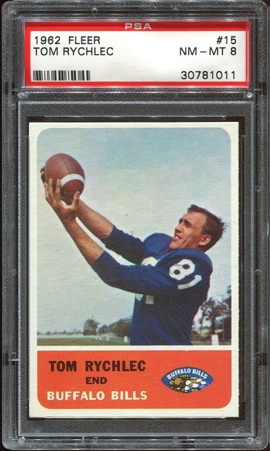 1962 Fleer #15 Tom Rychlec PSA 8 Buffalo Bills American International College