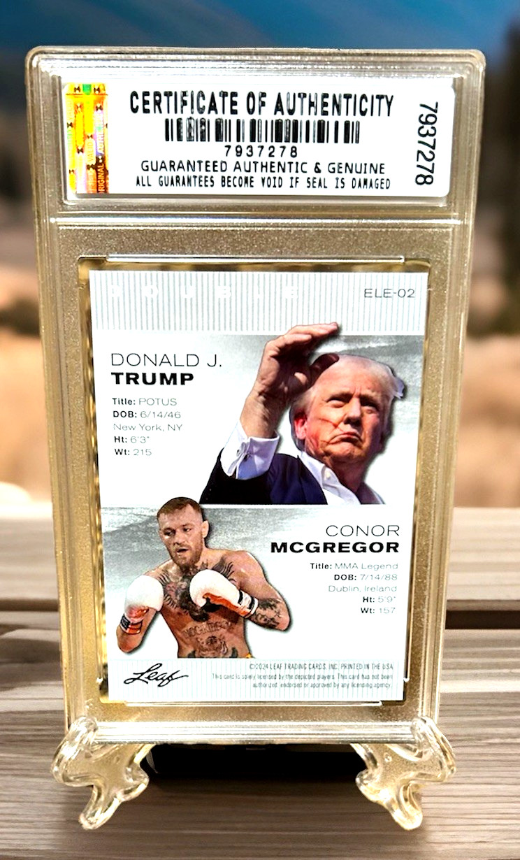 Donald J. Trump/Connor Mcgregor 2024 LEAF LEGENDS Graded Gem-Mt 10 Card #ELE-02