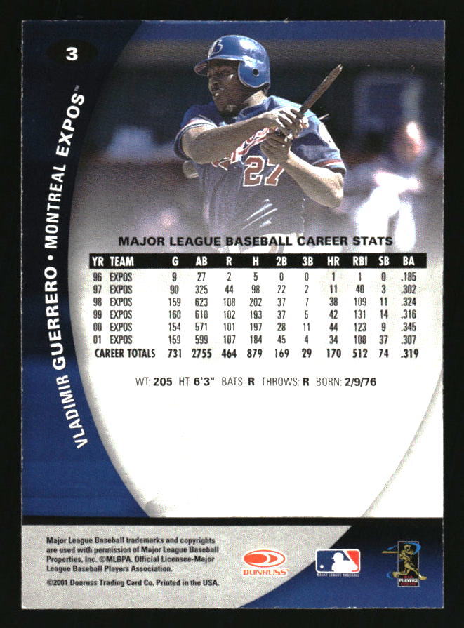 2001 Donruss Class of 2001 #3 Vladimir Guerrero