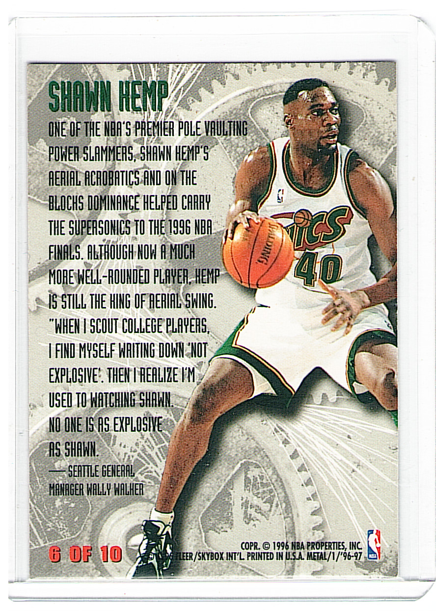 1996-97 Fleer Metal – Power Tools Shawn Kemp #6 Seattle Supersonics