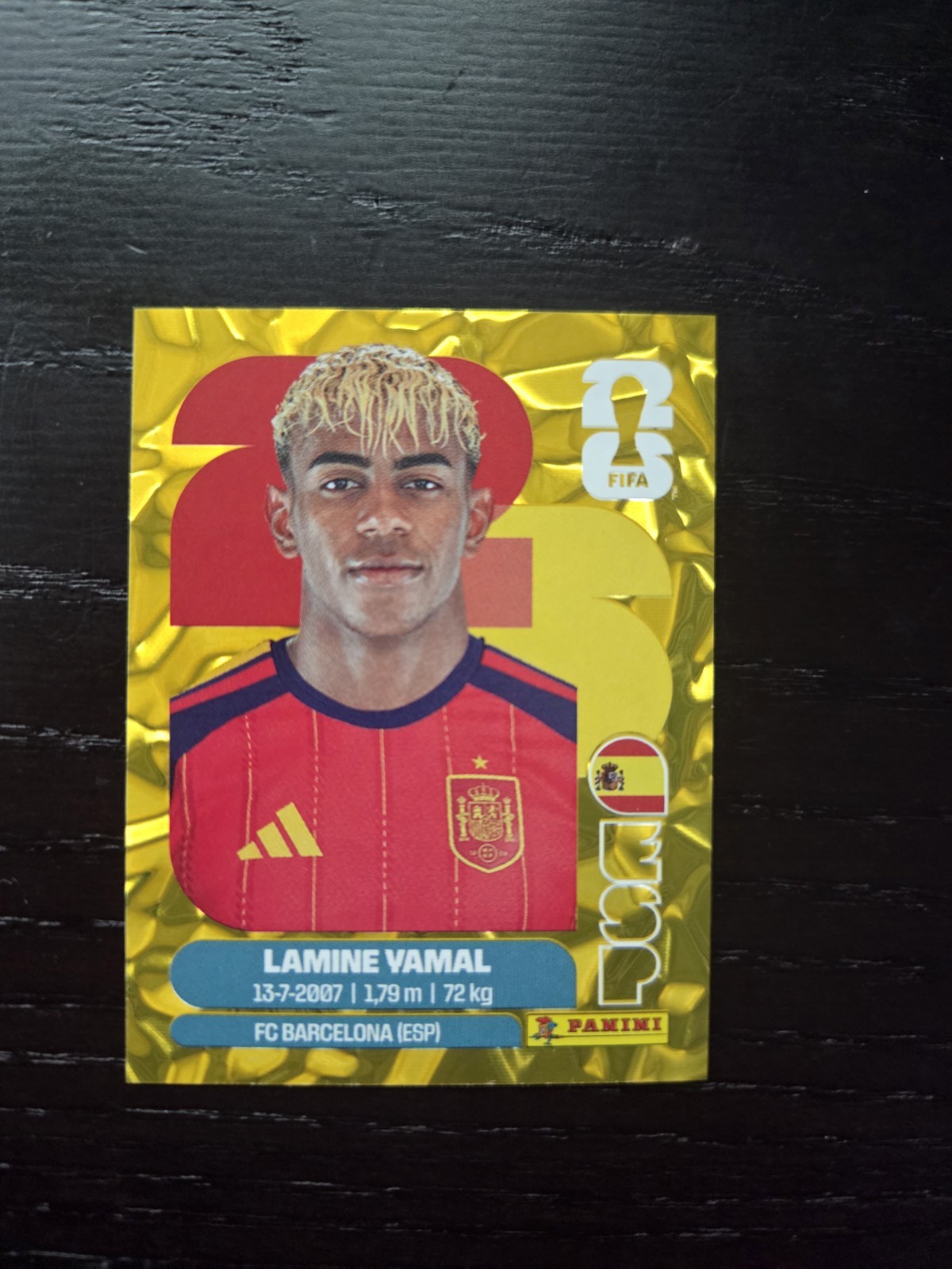 Lamine Yamal #ESP 15 Panini FIFA World Cup 2026 GOLD Sticker — Exclusive Edition