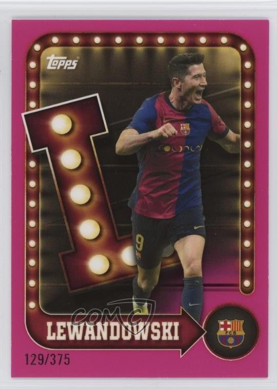 2025 FC Barcelona Collector Tin Name in Lights Pink Foil Robert Lewandowski 04uh