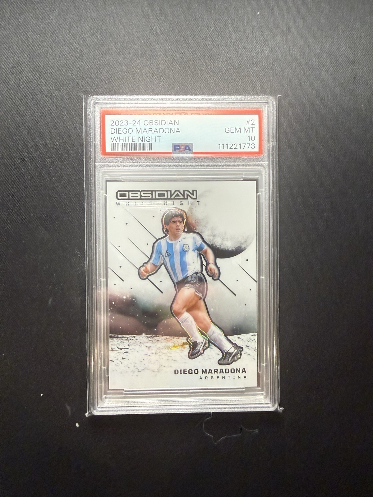 2023-24 Panini Obsidian Diego Maradona White Night Case Hit SSP PSA 10