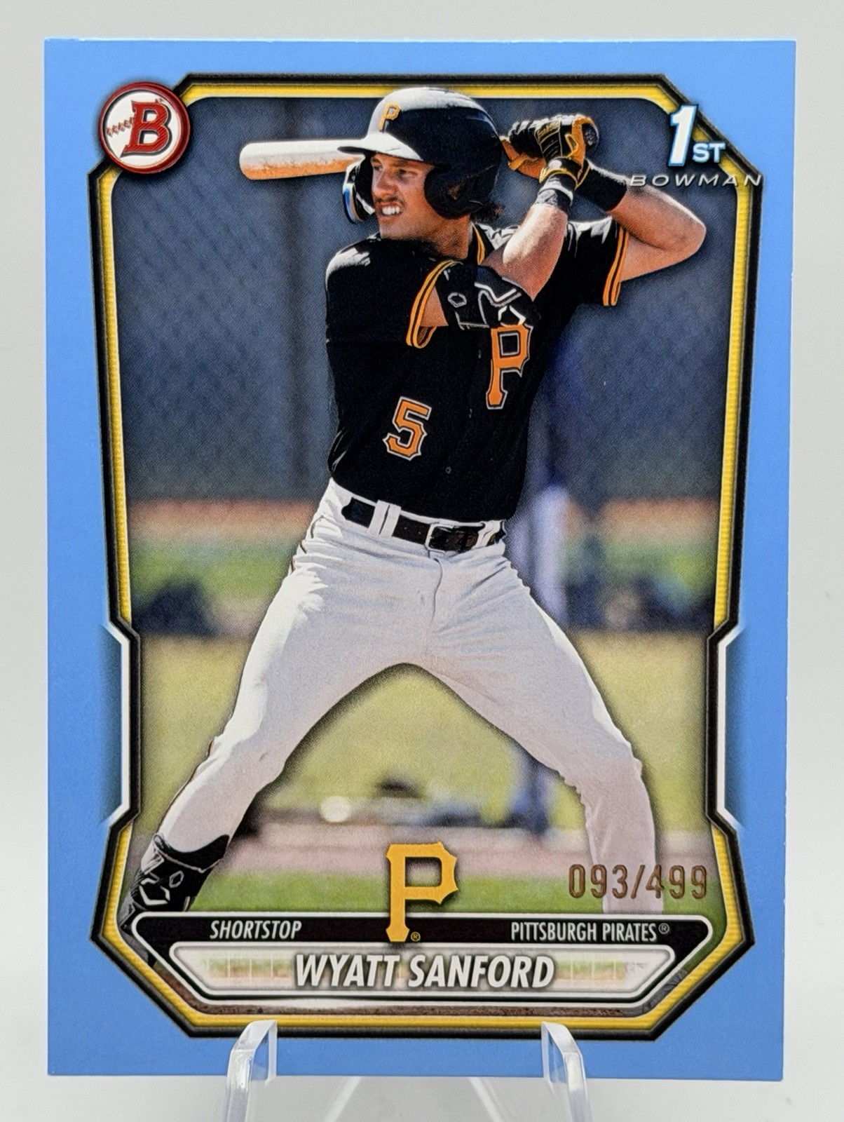 2026 Bowman WYATT SANFORD 1st Sky Blue Parallel #093/499 Pirates Prospect