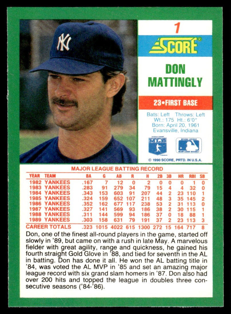 1990 Score Don Mattingly #1
