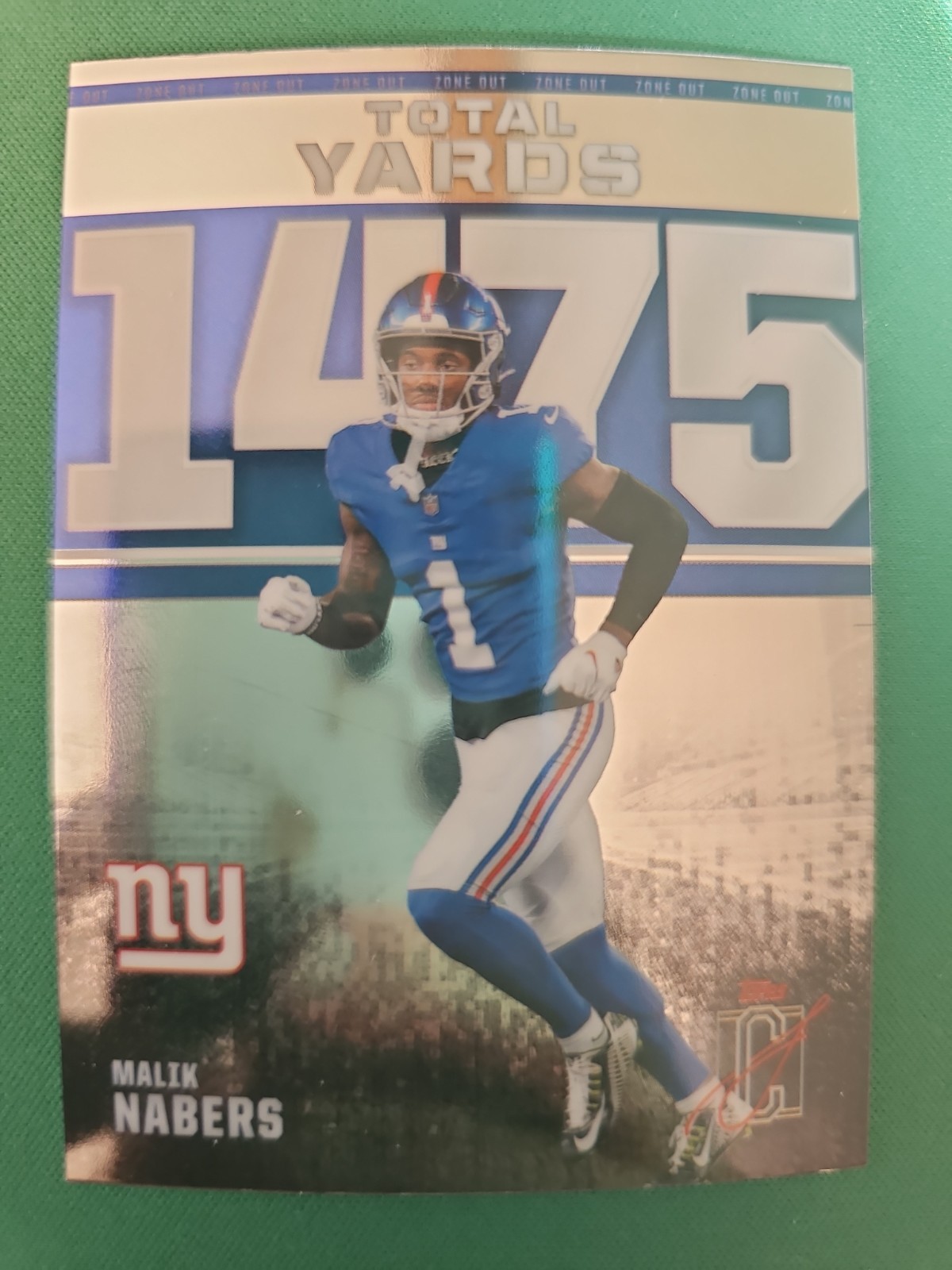 Topps Signature Class 2025-26 Malik Nabers – Giants Zone Out ZO-1 1475 YARDS