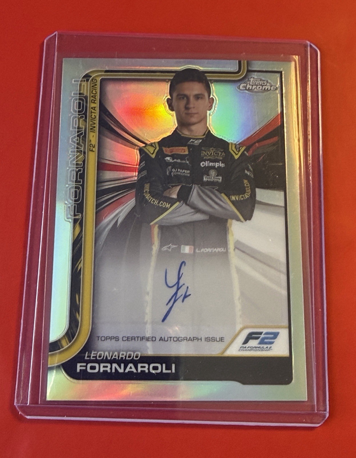 2025 Topps Chrome Formula 1 Leonardo Fornaroli Invicta Racing Autograph #CAC-FOR