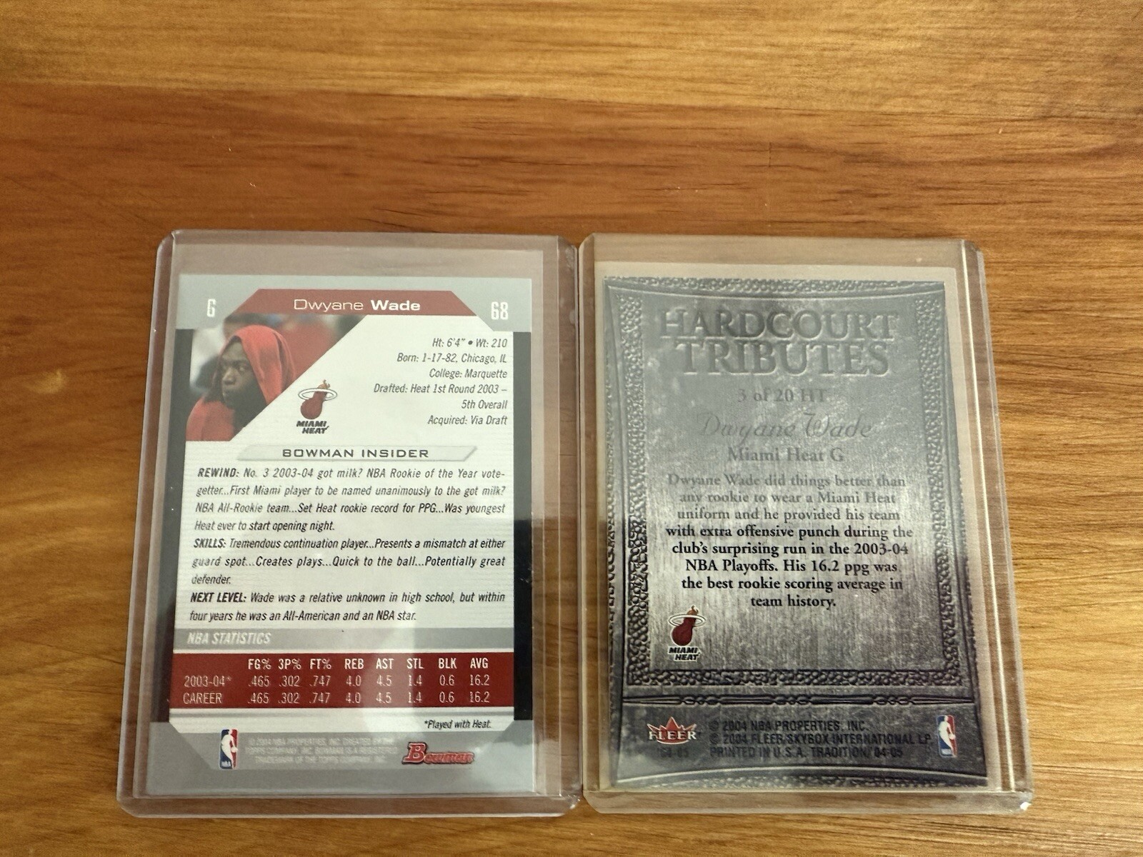 2004-05 Fleer Tradition Hardcourt Tributes #3 + 04-05 Bowman #68 Dwyane Wade