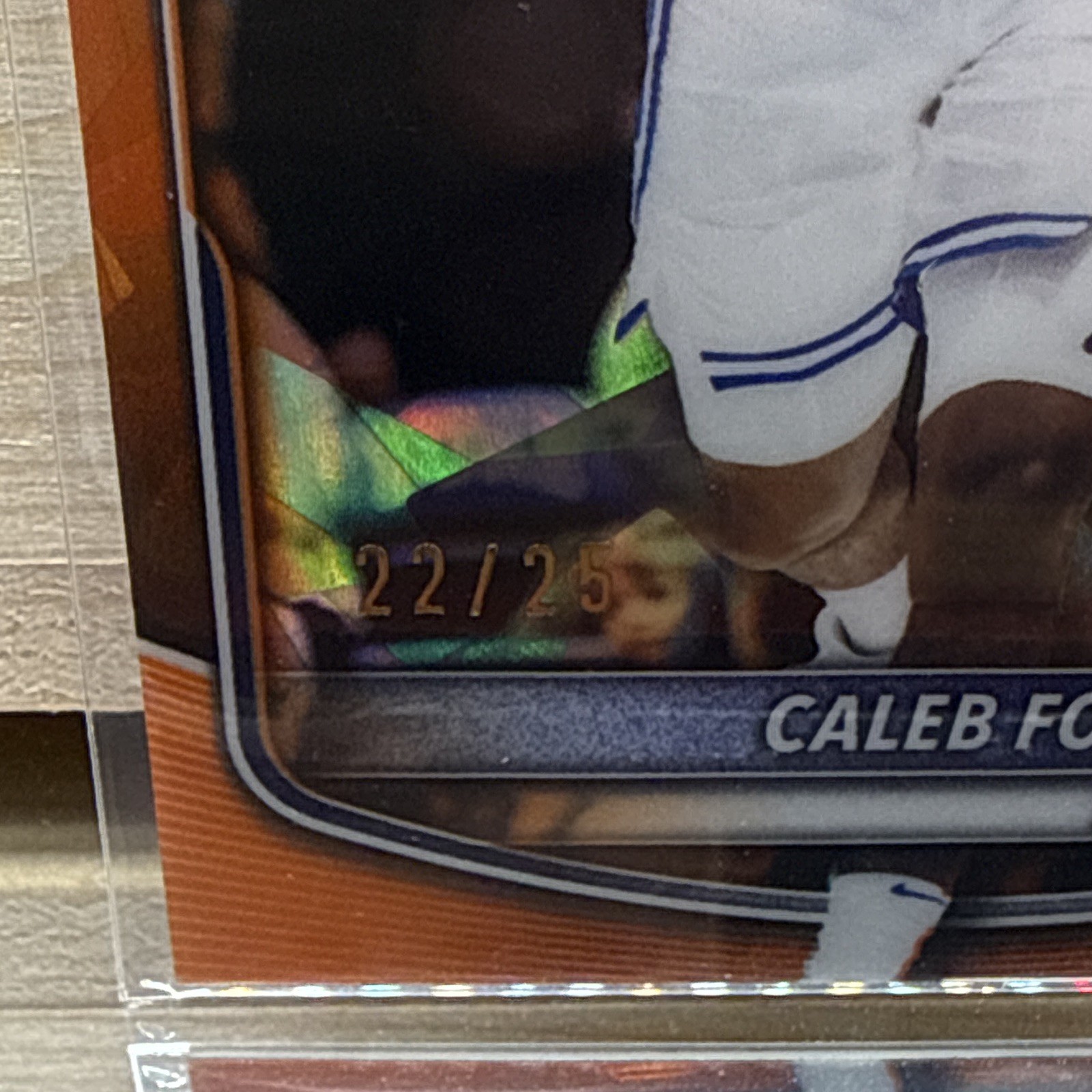 Topps 2025-26 Bowman Sapphire Caleb Foster Orange /25 #BCP-100