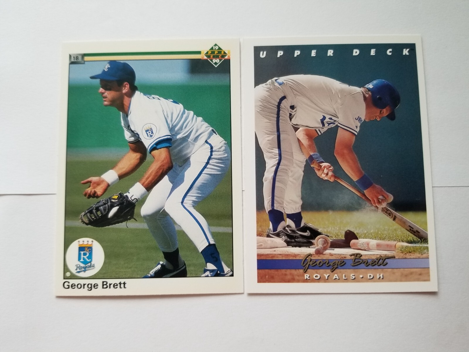 George Brett 1990 Upper Deck #124 & 1993 Upper Deck #56 (2) Royals