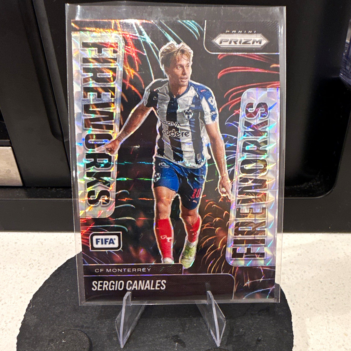 2025-26 Panini Prizm FIFA Soccer Sergio Canales Fireworks Insert #10 Monterrey