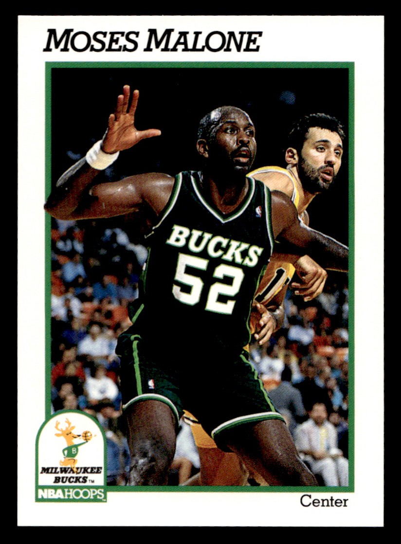 1991-92 NBA Hoops – Moses Malone #394 Basketball Sports Card Raw Trading Card